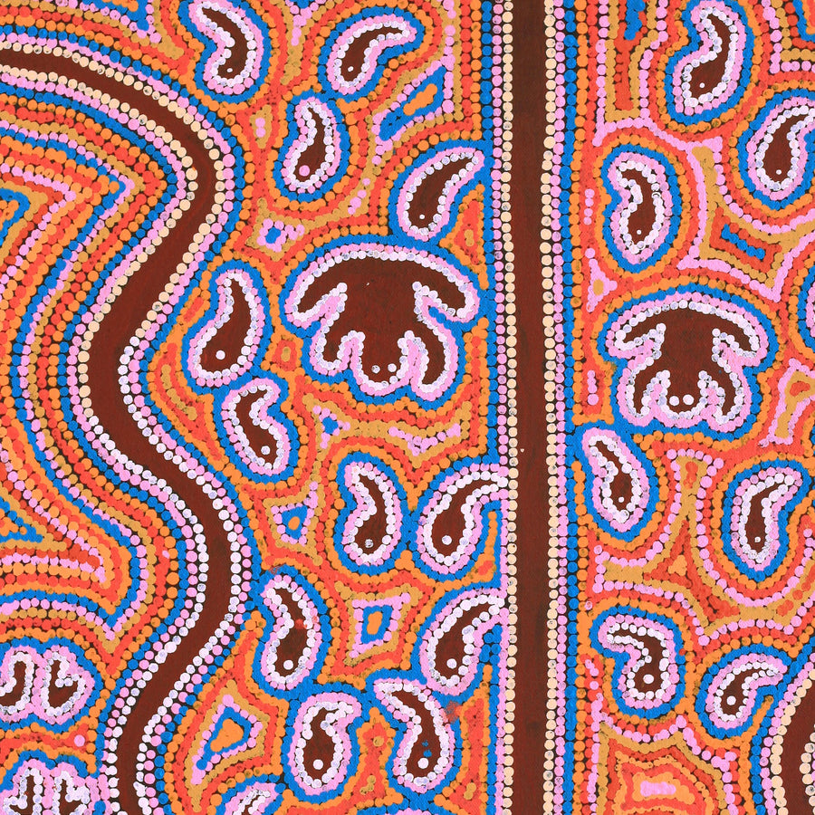 Aboriginal Artwork by Thomas Jangala Rice, Jarlji Jukurrpa (Frog Dreaming), 61x46cm