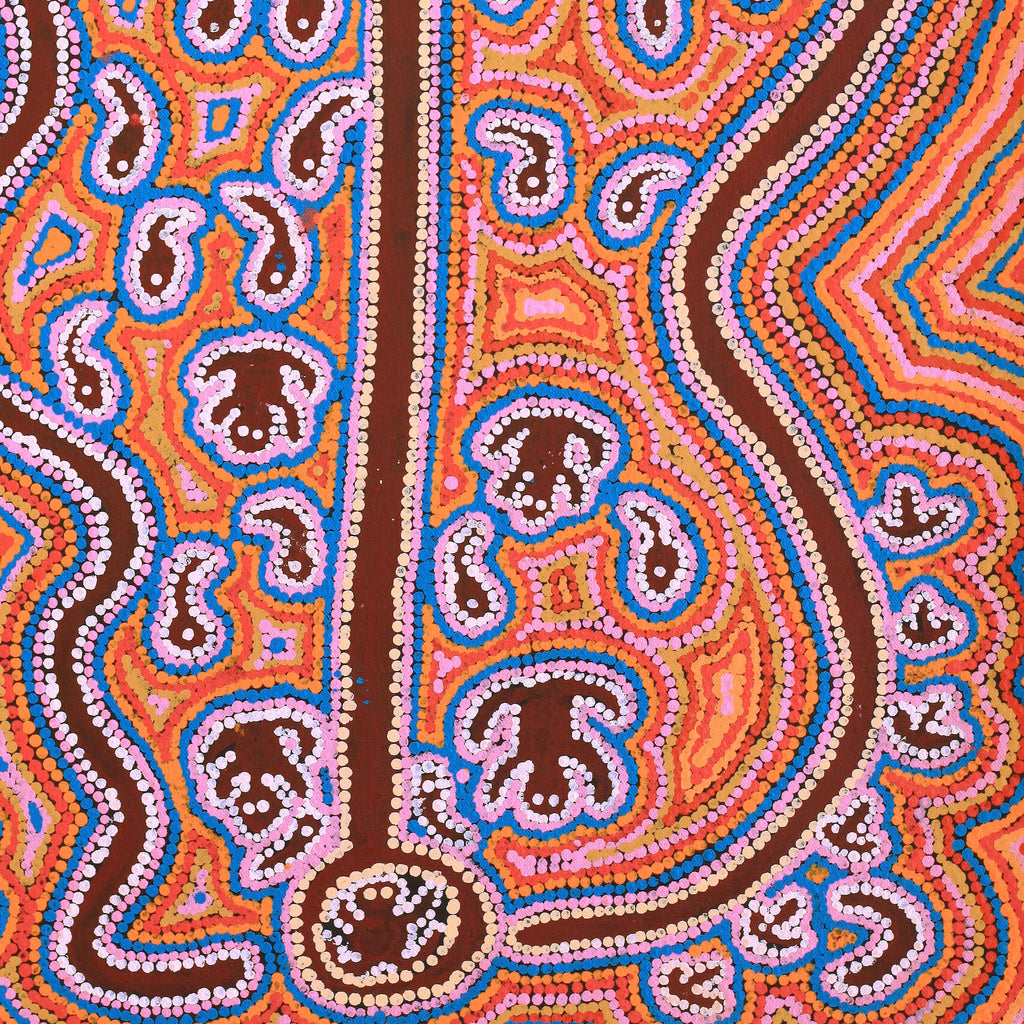 Aboriginal Artwork by Thomas Jangala Rice, Jarlji Jukurrpa (Frog Dreaming), 61x46cm