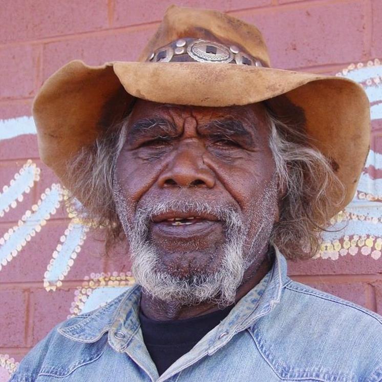 Aboriginal Art by Thomas Jangala Rice, Ngapa Jukurrpa (Water Dreaming) - Puyurru, 46x46cm - ART ARK®