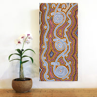 Aboriginal Artwork by Thomas Jangala Rice, Ngapa Jukurrpa (Water Dreaming) - Puyurru, 61x30cm