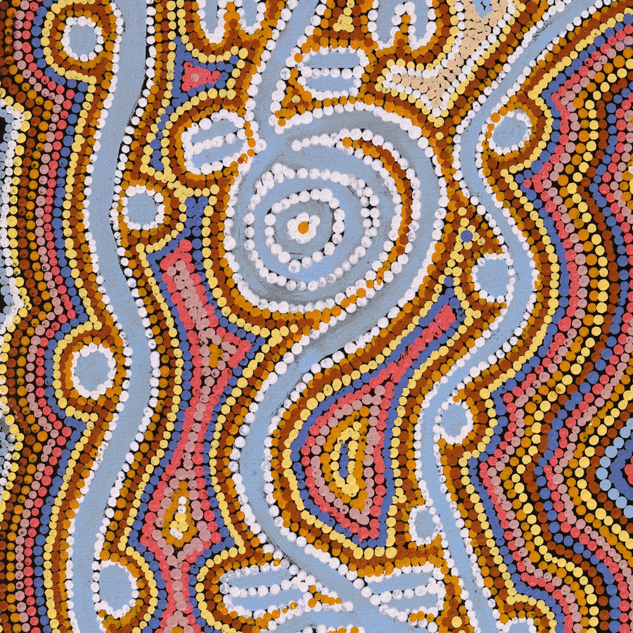 Aboriginal Artwork by Thomas Jangala Rice, Ngapa Jukurrpa (Water Dreaming) - Puyurru, 61x30cm