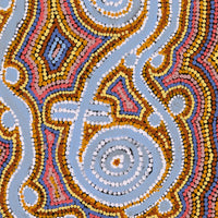 Aboriginal Artwork by Thomas Jangala Rice, Ngapa Jukurrpa (Water Dreaming) - Puyurru, 61x30cm