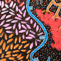 Aboriginal Artwork by Thomas Jangala Rice, Ngapa Jukurrpa (Water Dreaming) - Puyurru, 76x46cm