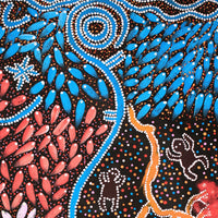 Aboriginal Artwork by Thomas Jangala Rice, Ngapa Jukurrpa (Water Dreaming) - Puyurru, 76x46cm