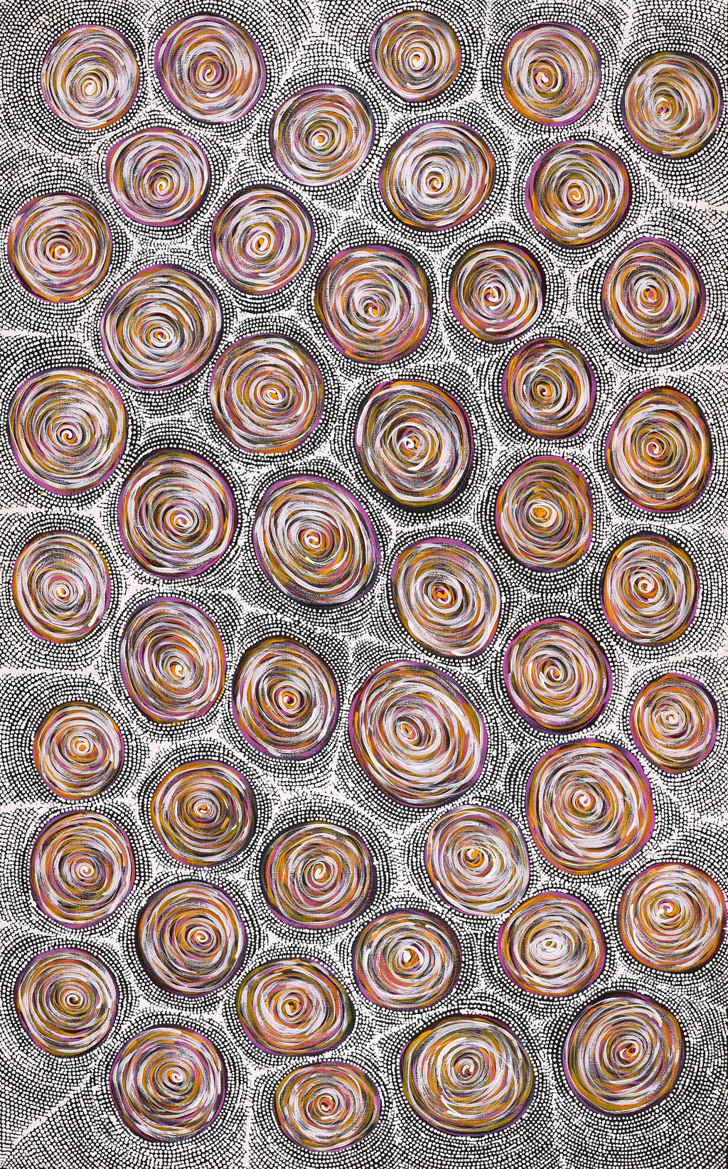 Aboriginal Artwork by Valda Napangardi Granites, Ngalyipi Jukurrpa (Snakevine Dreaming) - Mina Mina, 122x76cm