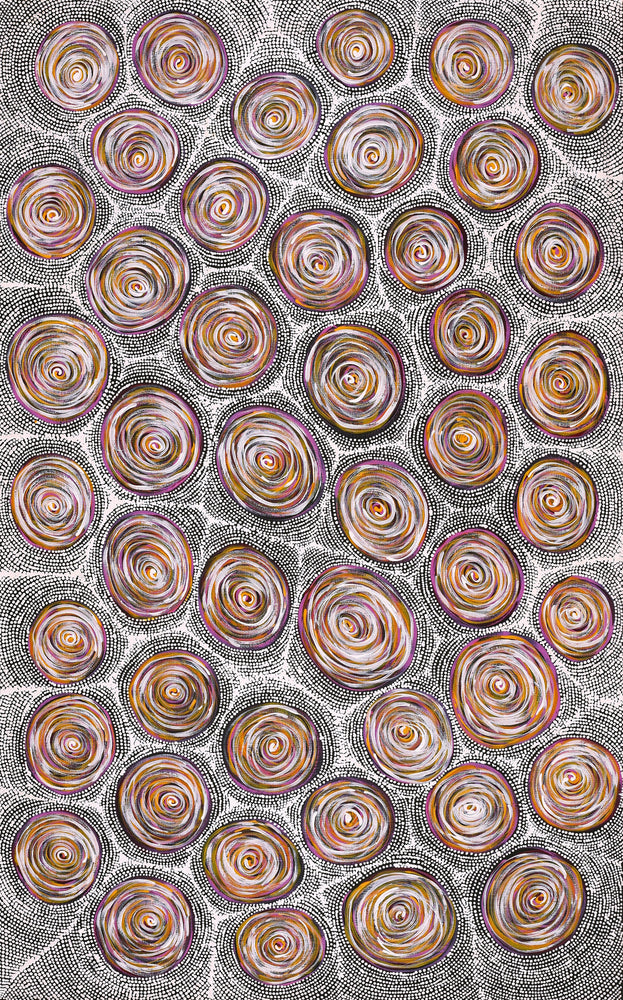 Aboriginal Artwork by Valda Napangardi Granites, Ngalyipi Jukurrpa (Snakevine Dreaming) - Mina Mina, 122x76cm