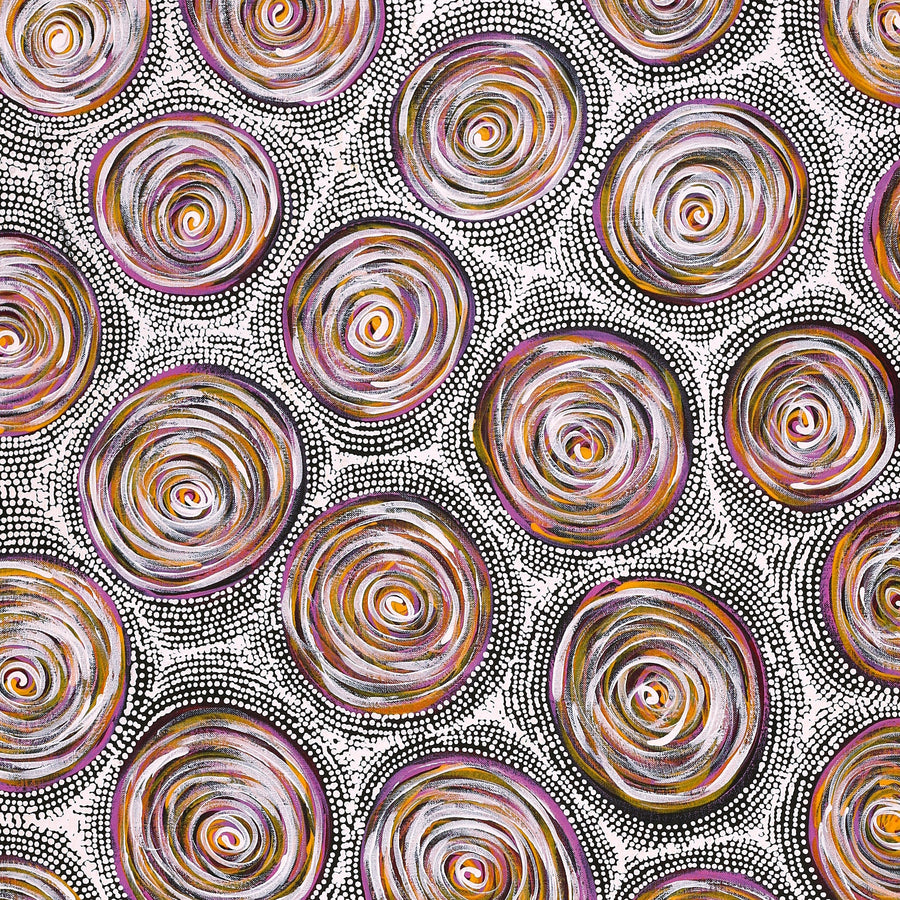 Aboriginal Artwork by Valda Napangardi Granites, Ngalyipi Jukurrpa (Snakevine Dreaming) - Mina Mina, 122x76cm