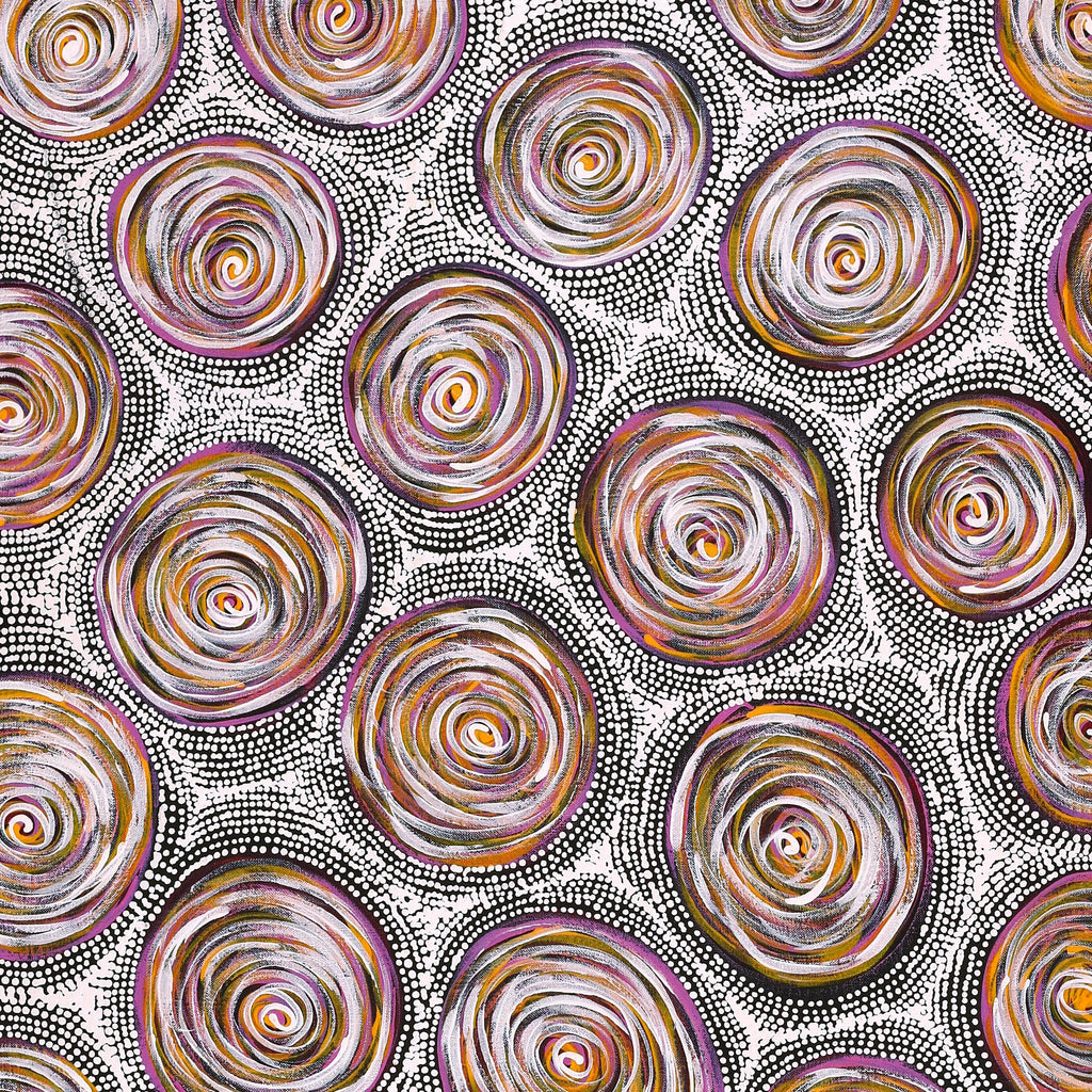 Aboriginal Art by Valda Napangardi Granites, Ngalyipi Jukurrpa (Snakevine Dreaming) - Mina Mina, 122x76cm - ART ARK®