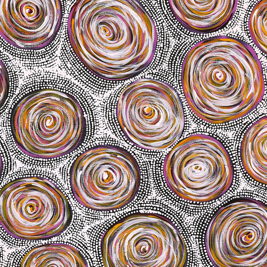Aboriginal Artwork by Valda Napangardi Granites, Ngalyipi Jukurrpa (Snakevine Dreaming) - Mina Mina, 122x76cm