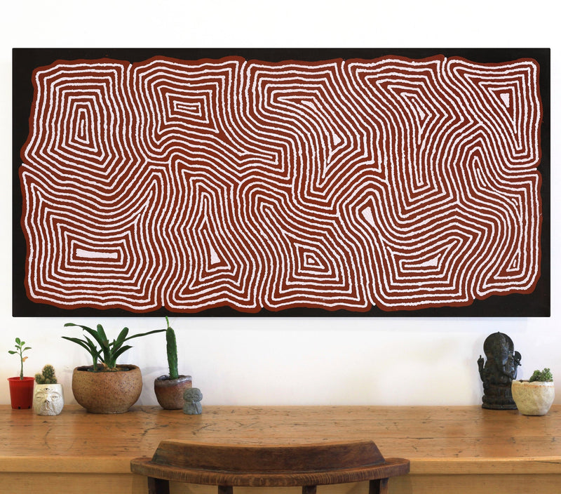 Aboriginal Artwork by Valerie Napanangka Marshall, Pikilyi Jukurrpa (Vaughan Springs Dreaming), 122x61cm