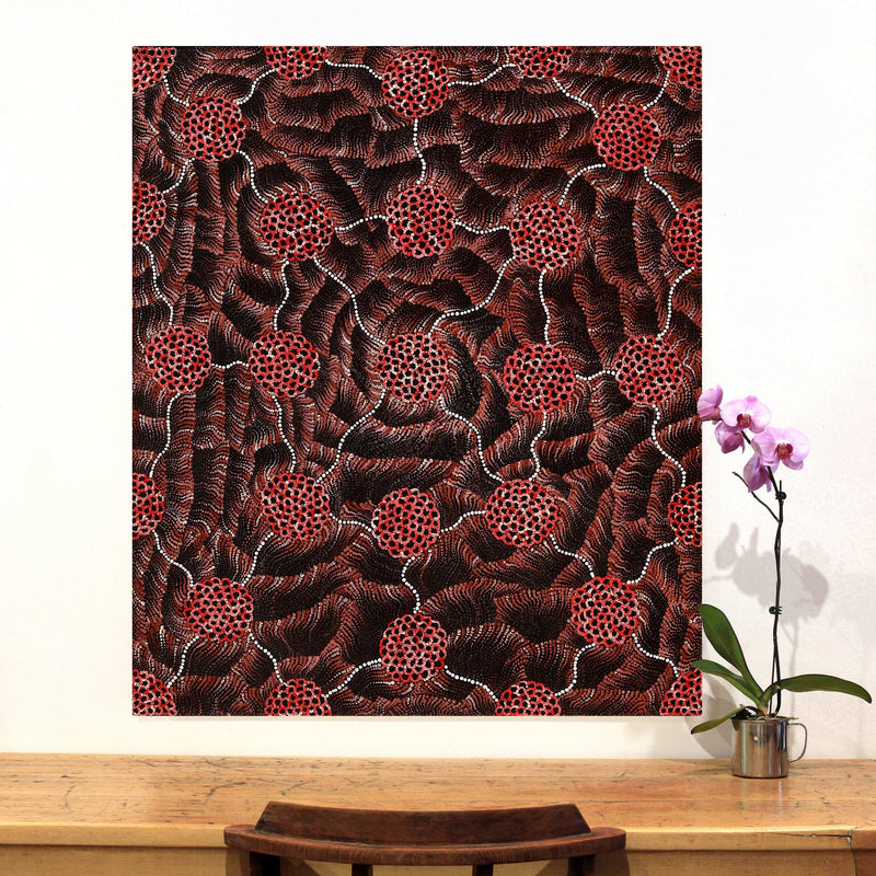 Aboriginal Artwork by Vanessa Nampijinpa Brown, Pamapardu Jukurrpa (Flying Ant Dreaming) - Warntungurru, 107x91cm