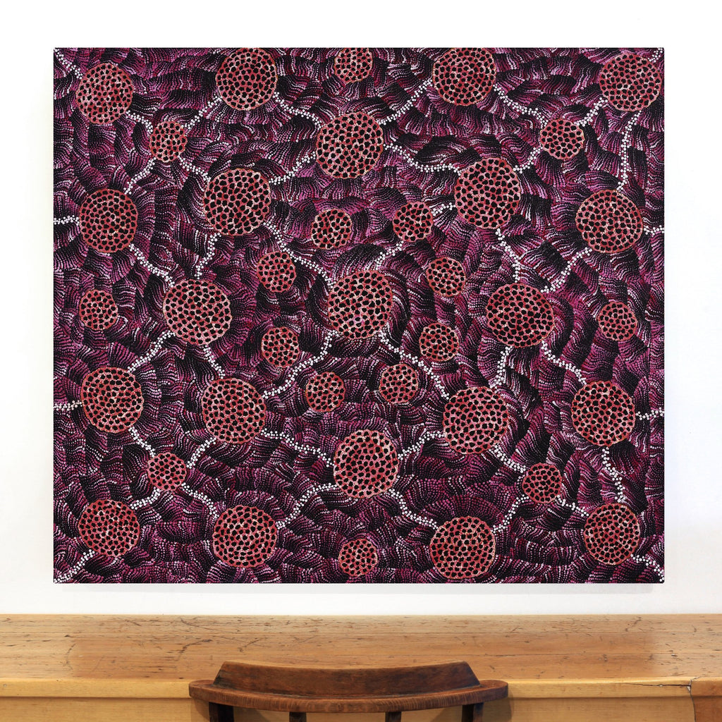 Aboriginal Artwork by Vanessa Nampijinpa Brown, Pamapardu Jukurrpa (Flying Ant Dreaming) - Warntungurru, 122x107cm