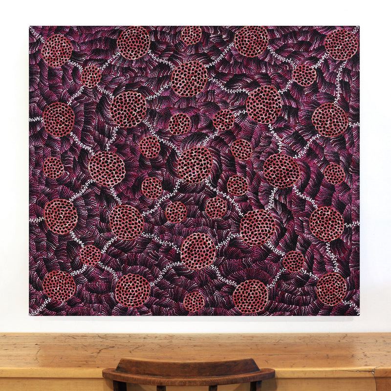 Aboriginal Artwork by Vanessa Nampijinpa Brown, Pamapardu Jukurrpa (Flying Ant Dreaming) - Warntungurru, 122x107cm