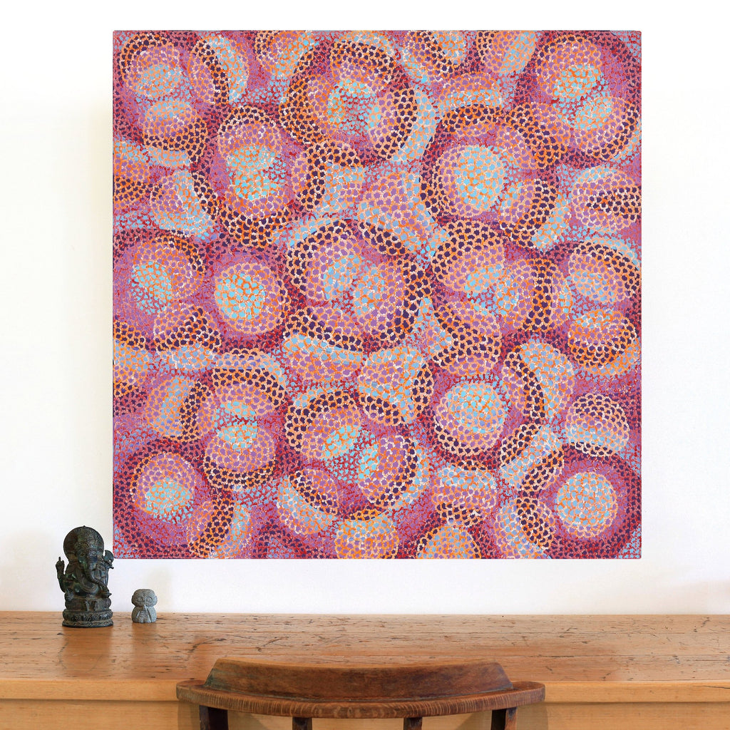 Aboriginal Artwork by Vanessa Nampijinpa Brown, Pamapardu Jukurrpa (Flying Ant Dreaming) - Warntungurru, 91x91cm