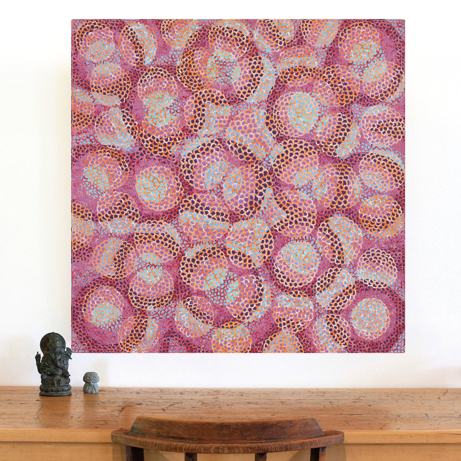 Aboriginal Artwork by Vanessa Nampijinpa Brown, Pamapardu Jukurrpa (Flying Ant Dreaming) - Warntungurru, 91x91cm