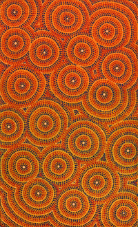 Aboriginal Artwork by Verona Nungarrayi Jurrah, Nguru Nyirrpi-wana (Country around Nyirrpi), 76x46cm