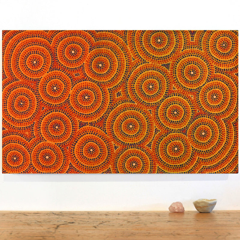 Aboriginal Artwork by Verona Nungarrayi Jurrah, Nguru Nyirrpi-wana (Country around Nyirrpi), 76x46cm