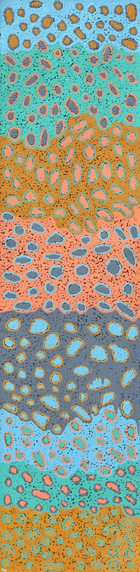 Aboriginal Artwork by Virginia Napaljarri Sims, Mina Mina Jukurrpa (Mina Mina Dreaming) - Ngalyipi, 122x30cm