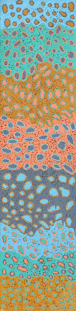 Aboriginal Artwork by Virginia Napaljarri Sims, Mina Mina Jukurrpa (Mina Mina Dreaming) - Ngalyipi, 122x30cm