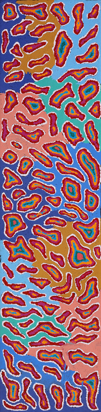 Aboriginal Artwork by Virginia Napaljarri Sims, Mina Mina Jukurrpa (Mina Mina Dreaming) - Ngalyipi, 122x30cm