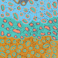 Aboriginal Artwork by Virginia Napaljarri Sims, Mina Mina Jukurrpa (Mina Mina Dreaming) - Ngalyipi, 122x30cm