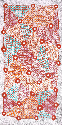 Aboriginal Artwork by Virginia Napaljarri Sims, Mina Mina Jukurrpa (Mina Mina Dreaming) - Ngalyipi, 122x61cm