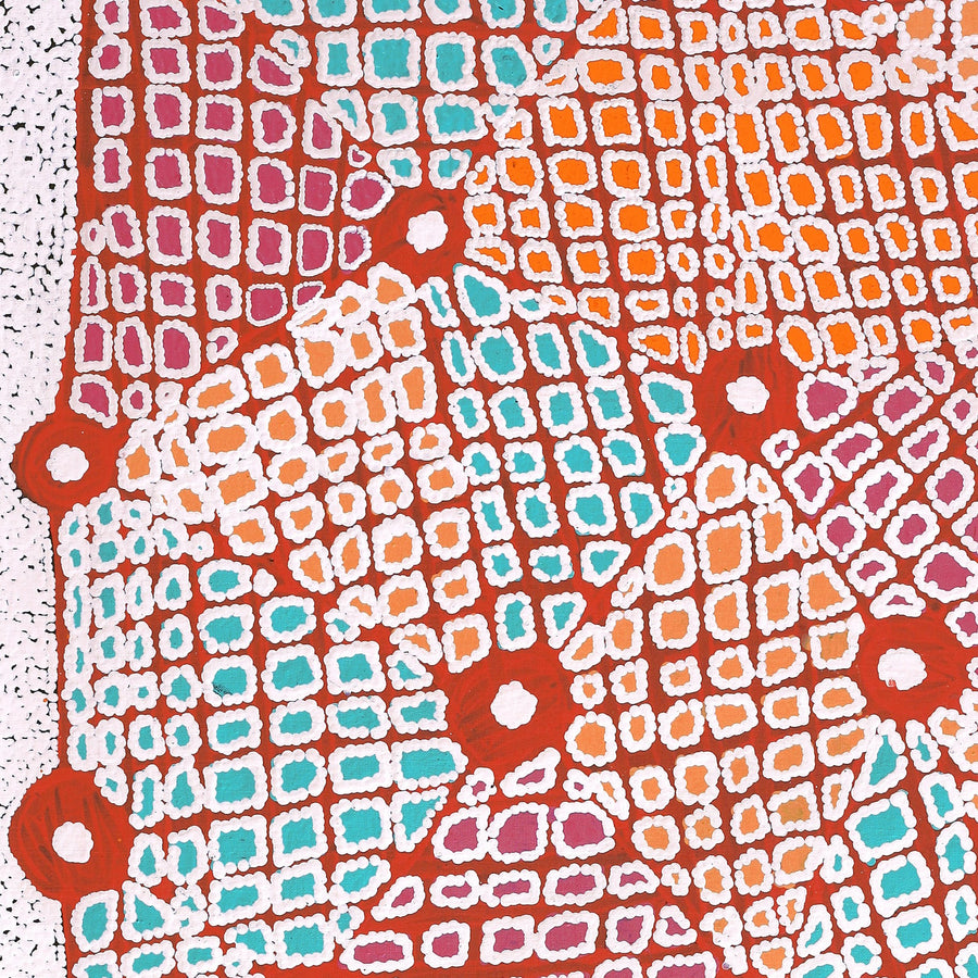 Aboriginal Artwork by Virginia Napaljarri Sims, Mina Mina Jukurrpa (Mina Mina Dreaming) - Ngalyipi, 122x61cm