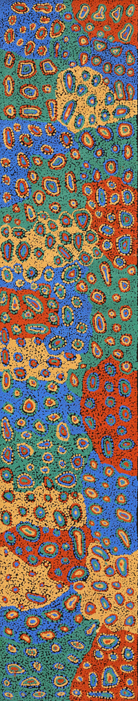 Aboriginal Artwork by Virginia Napaljarri Sims, Mina Mina Jukurrpa (Mina Mina Dreaming) - Ngalyipi, 152x30cm