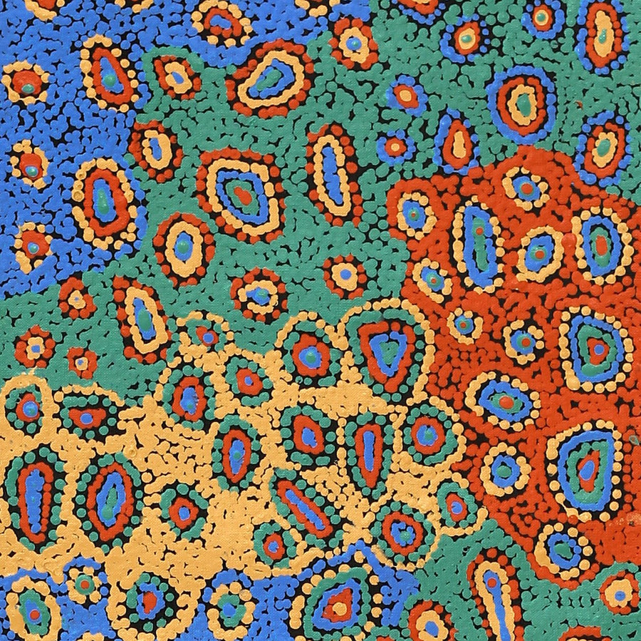 Aboriginal Artwork by Virginia Napaljarri Sims, Mina Mina Jukurrpa (Mina Mina Dreaming) - Ngalyipi, 152x30cm