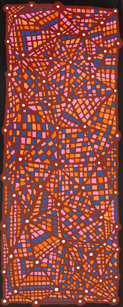 Aboriginal Art by Virginia Napaljarri Sims, Mina Mina Jukurrpa (Mina Mina Dreaming) - Ngalyipi, 152x61cm - ART ARK®