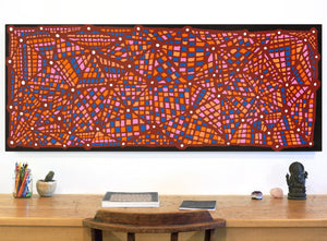 Aboriginal Art by Virginia Napaljarri Sims, Mina Mina Jukurrpa (Mina Mina Dreaming) - Ngalyipi, 152x61cm - ART ARK®