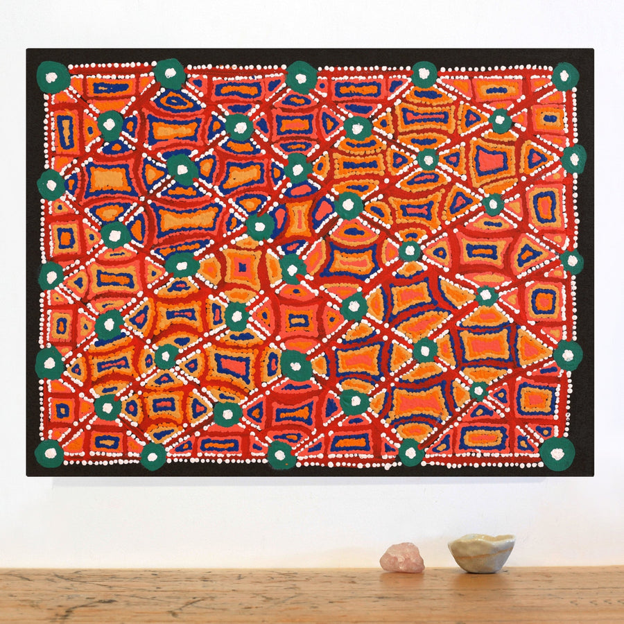 Aboriginal Artwork by Virginia Napaljarri Sims, Mina Mina Jukurrpa (Mina Mina Dreaming) - Ngalyipi, 61x46cm