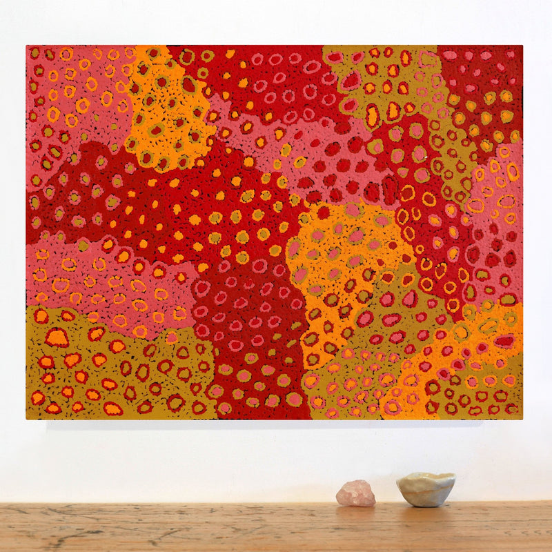 Aboriginal Artwork by Virginia Napaljarri Sims, Mina Mina Jukurrpa (Mina Mina Dreaming) - Ngalyipi, 61x46cm
