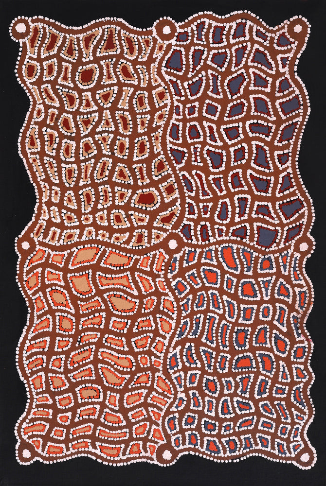 Aboriginal Artwork by Virginia Napaljarri Sims, Mina Mina Jukurrpa (Mina Mina Dreaming) - Ngalyipi, 91x61cm