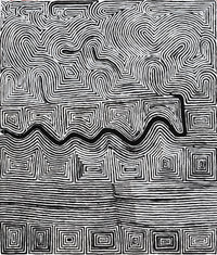 Aboriginal Artwork by Walter Jangala Brown, Tingari Cycle, 107x91cm