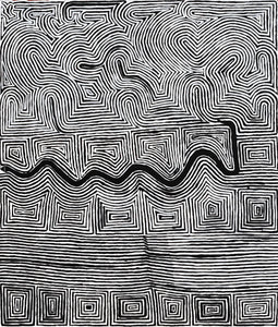 Aboriginal Art by Walter Jangala Brown, Tingari Cycle, 107x91cm - ART ARK®