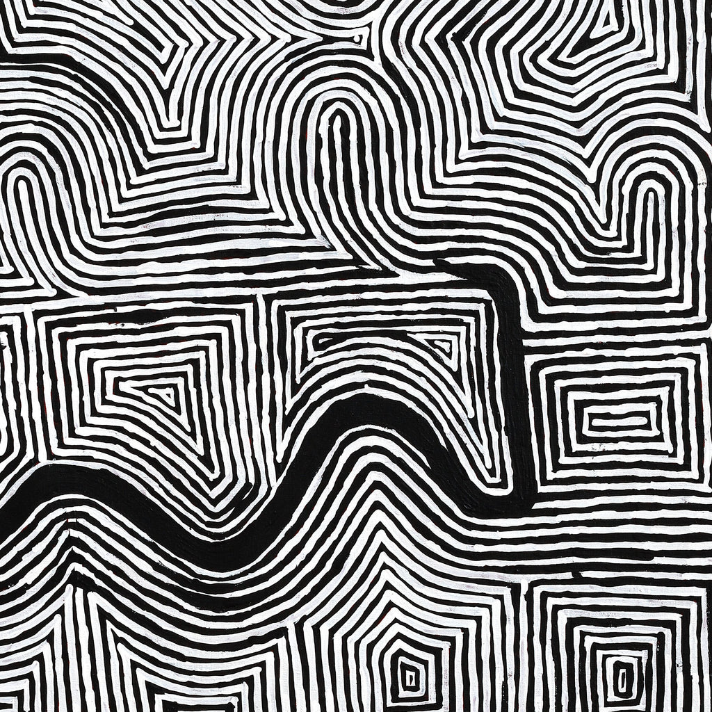 Aboriginal Artwork by Walter Jangala Brown, Tingari Cycle, 107x91cm