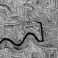 Aboriginal Artwork by Walter Jangala Brown, Tingari Cycle, 107x91cm