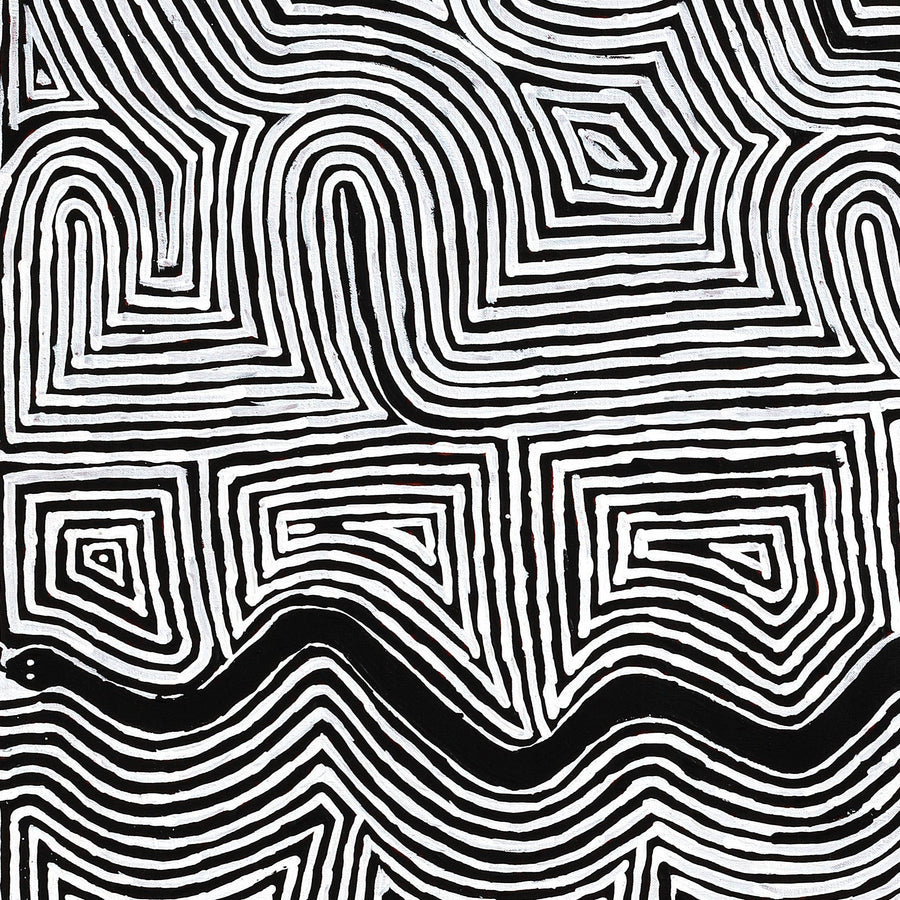 Aboriginal Artwork by Walter Jangala Brown, Tingari Cycle, 107x91cm