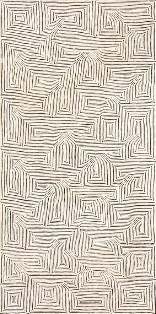 Aboriginal Artwork by Walter Jangala Brown, Tingari Cycle, 183x91cm