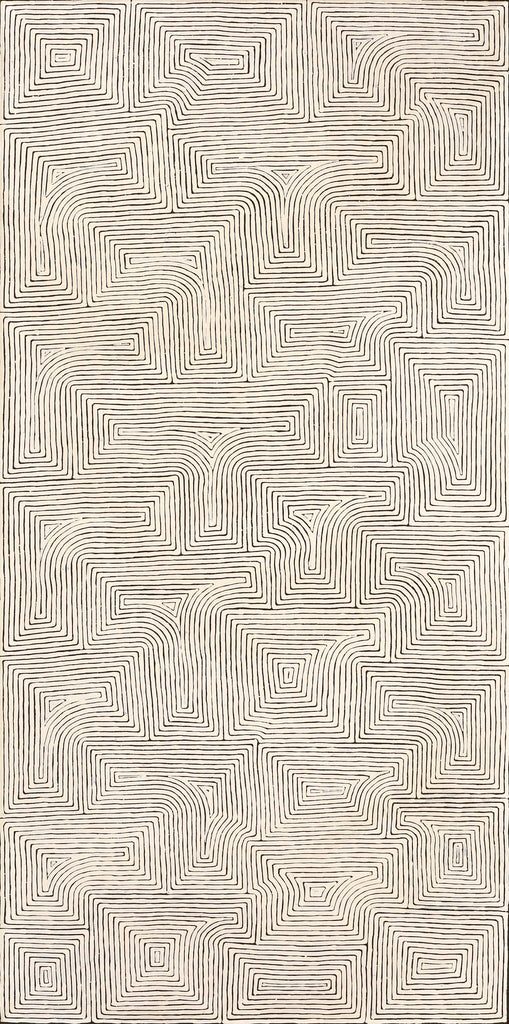 Aboriginal Artwork by Walter Jangala Brown, Tingari Cycle, 183x91cm