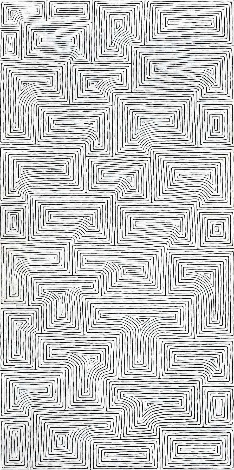 Aboriginal Artwork by Walter Jangala Brown, Tingari Cycle, 183x91cm