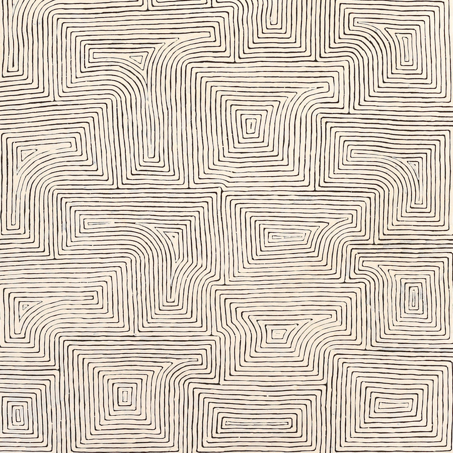 Aboriginal Artwork by Walter Jangala Brown, Tingari Cycle, 183x91cm