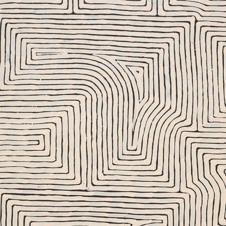 Aboriginal Artwork by Walter Jangala Brown, Tingari Cycle, 183x91cm