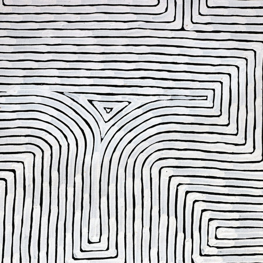 Aboriginal Artwork by Walter Jangala Brown, Tingari Cycle, 183x91cm