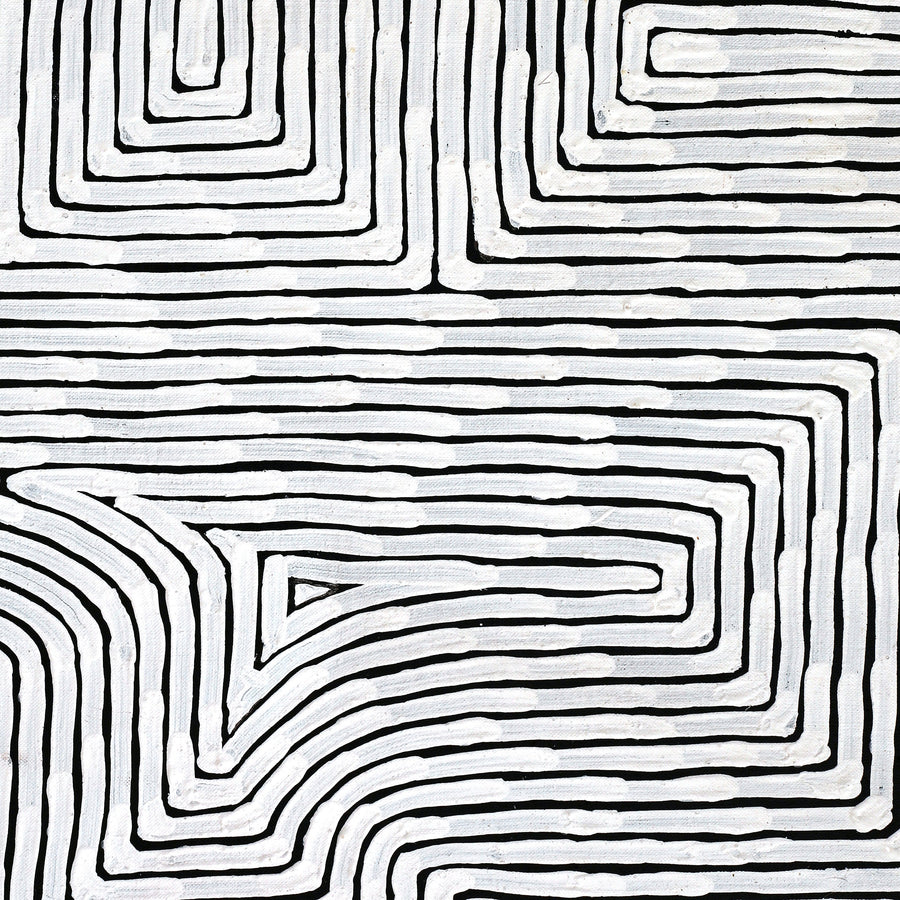 Aboriginal Artwork by Walter Jangala Brown, Tingari Cycle, 183x91cm