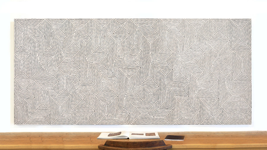 Aboriginal Artwork by Walter Jangala Brown, Tingari Cycle, 240x107cm