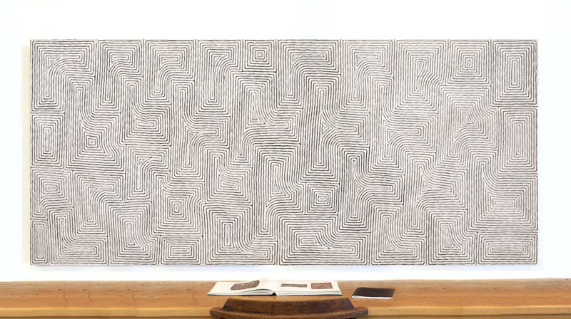Aboriginal Artwork by Walter Jangala Brown, Tingari Cycle, 240x107cm