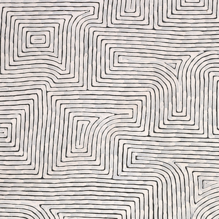 Aboriginal Artwork by Walter Jangala Brown, Tingari Cycle, 240x107cm