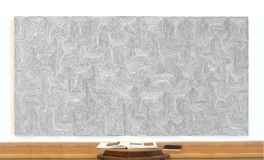 Aboriginal Artwork by Walter Jangala Brown, Tingari Cycle, 240x122cm